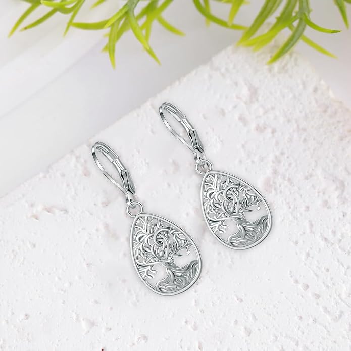 Larimar/Star/Dragonfly/Sunflower/Moonstone/Black Onyx Earrings for Women Leverback Dangle Earrings Hypoallergenic Jewelry for Women