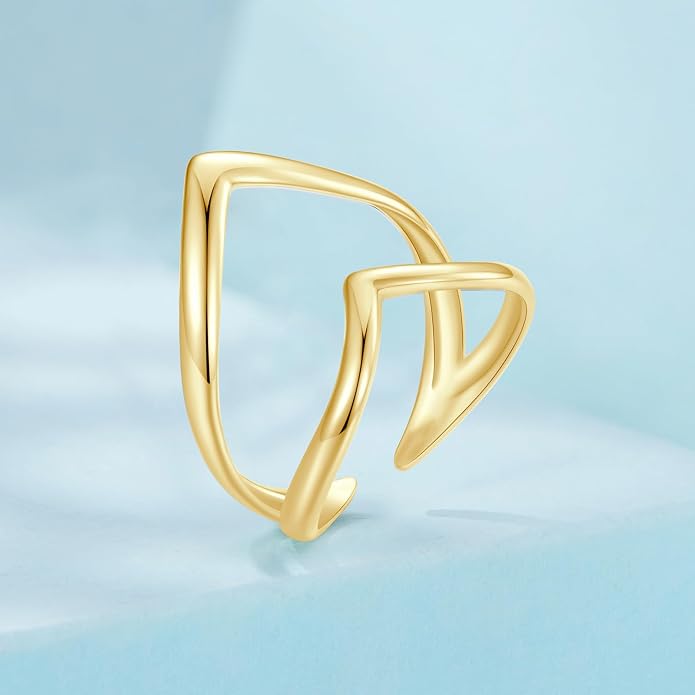 MUNDELL 925 Sterling Silver Simple Multi-layer Leaf Adjustable Ring Green Lucky Leaves Statement Ring for Women Promise Ring Fine Jewelry