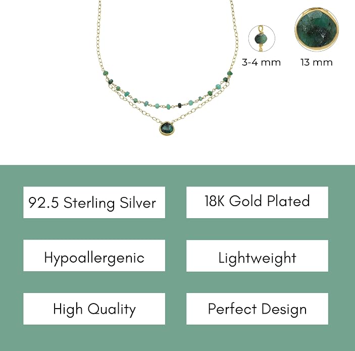 Layering Necklace for Women, Premium Layered Gold Healing Crytsal Necklaces - Tarnish Free 18K Gold Vermeil Certified S925 Classic Stack Necklace Gold Jewelry for Women - Mothers Day Gifts for Mom Wife