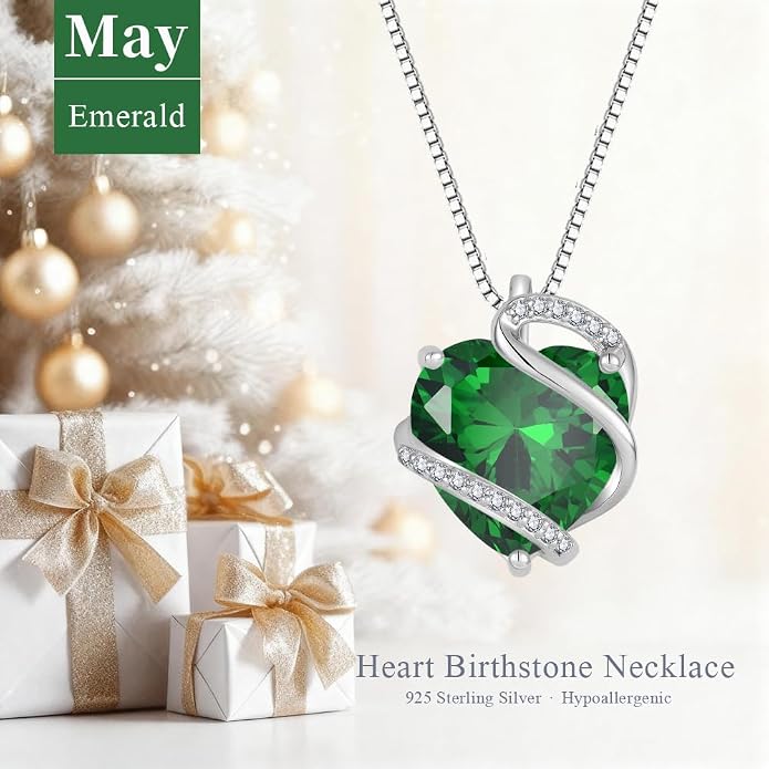 Heart Necklace for Women 925 Sterling Silver Infinity Love Heart Birthstone Necklace Pendant Hypoallergenic Jewelry for Women