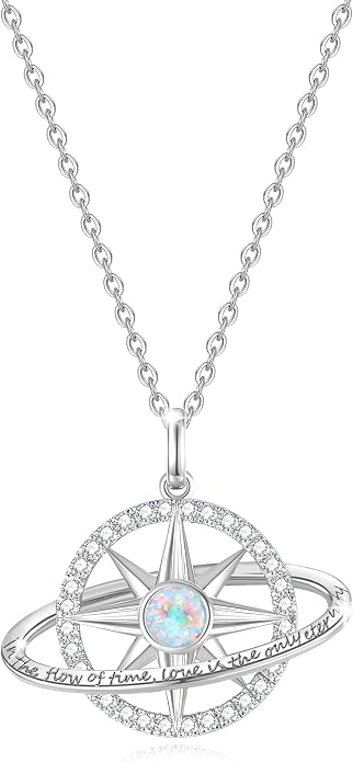 FANCIME Stellar Promise Birthstone Necklace for Women White Gold Plated Sterling Silver Planet Star Pendant Fine Jewelry Anniversary Birthday Mothers Day Gifts for Women Wife Friend Her