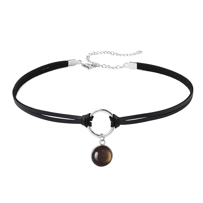 Sacina O Ring Crystal Choker, Black Choker, Boho Hippie Necklace, Gothic Necklace, Christmas Jewelry Gift for Women