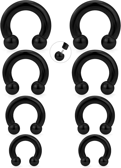 20G-00G Septum Rings Ear Gauges Earrings Stretching Kit 316L Surgical Steel Horseshoe Septum Pa Piercing Jewelry for Women 10mm 12mm 14mm 16mm
