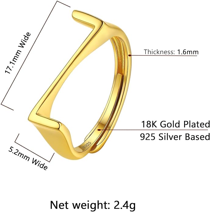 SILVERCUTE 925 Sterling Silver Initial Rings for Women,Adjustable Capital Letter Ring Hypoallergenic,Minimalist 925 Silver Rings for Mother Daughter