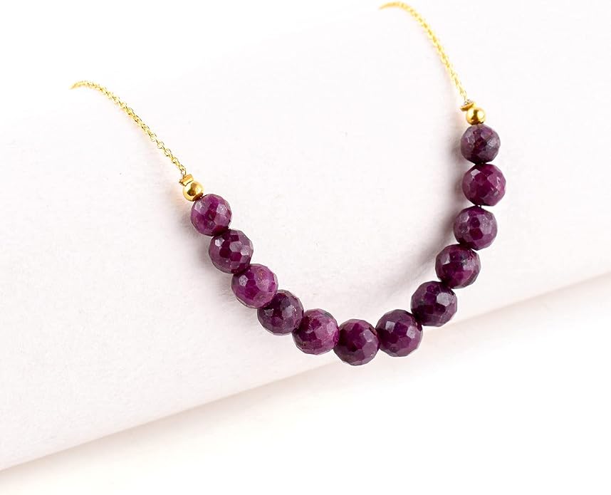 Natural Gemstone Dainty Pendant Necklace for Women Handmade Crystal Jewelry 925 Sterling Silver 18 Inch Chain Healing Chakra Christmas Birthday Gift for Her