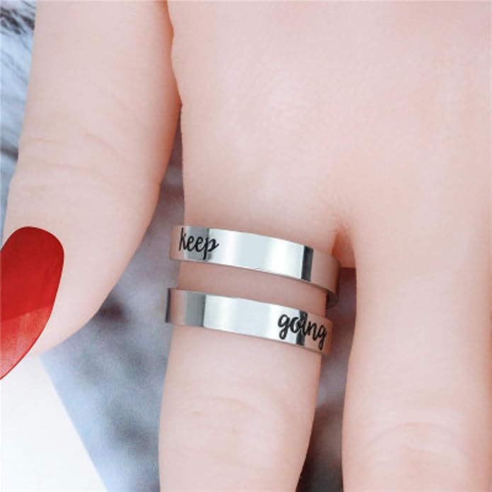 Inspirational Rings for Women Statement Stainless Steel Spiral Wrap Twist Ring Encouragement Personalized Jewelry Birthday Gifts