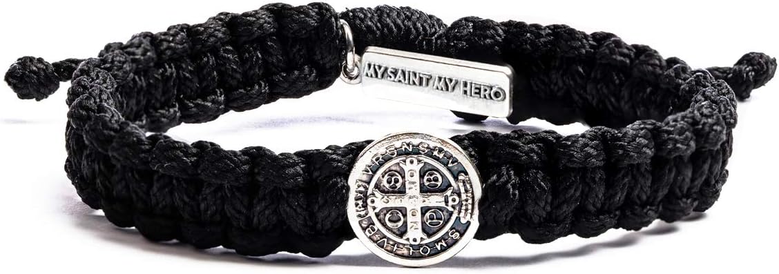 My Saint My Hero Benedictine Blessing Bracelets – Handwoven Spiritual Protection with Medals Hand-Cast In Italy at Sacred Site