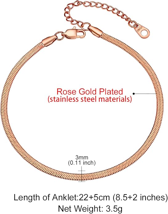 GoldChic Adjustbale Link Chain Anklet for Women Summer Jewelry, 316L Stainless Steel Figaro/Wheat/Twist Rope/Cuban Foot Bracelet-Waterproof, Resizable 9"-12" (Gift Box Included)