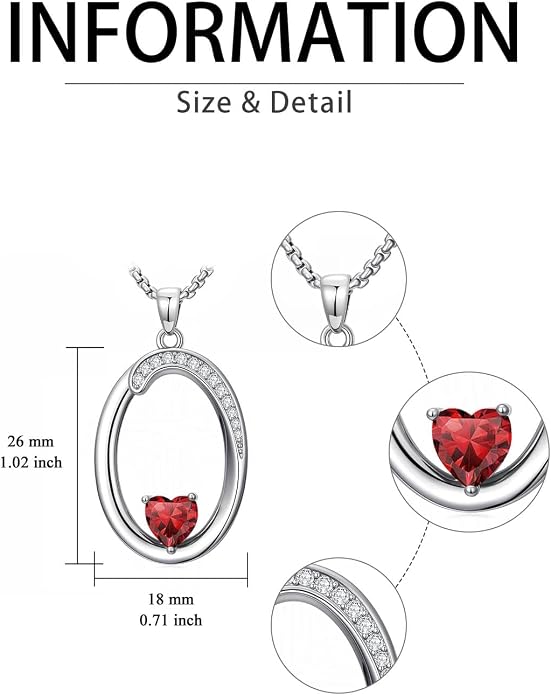 Birthday Gifts for Women Alphabet A to Z Initial Birthstone Pendant Necklaces for Women - 18k White Gold Plated Personalized Name Jewelry Anniversary Graduation Gifts for Wife Her Daughter Girlfriend(with Gift Box)