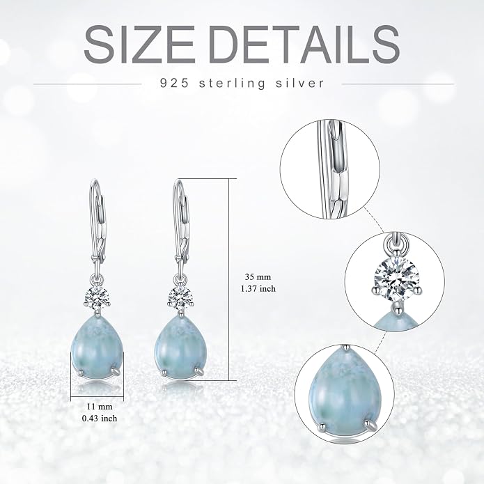 VONALA Dangle Earrings 925 Sterling Silver Opal Larimar Lapis Sapphire Turquoise Moss Agate Crystal Dangling Earrings Jewelry Gift for Women