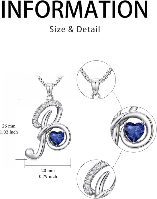 Birthday Gifts for Women Alphabet A to Z Initial Birthstone Pendant Necklaces for Women - 18k White Gold Plated Personalized Name Jewelry Anniversary Graduation Gifts for Wife Her Daughter Girlfriend(with Gift Box)