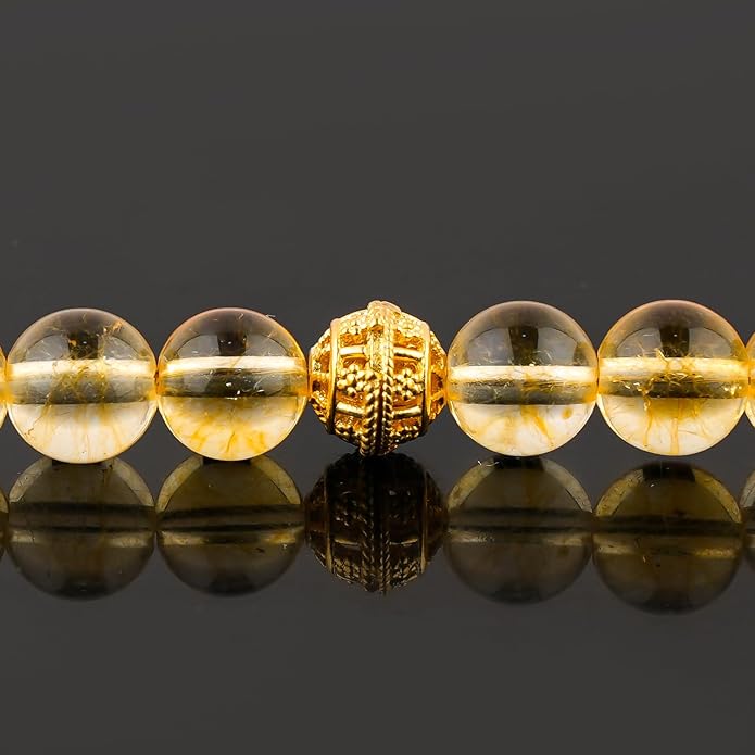 AAA Grade Natural Gemstone Beaded Bracelet, 14K Gold Plated with Evil Charm, Wicca & Reiki Healing Crystals, Handmade Bohemian Jewelry, Christmas Gift for Women (7+1inch)