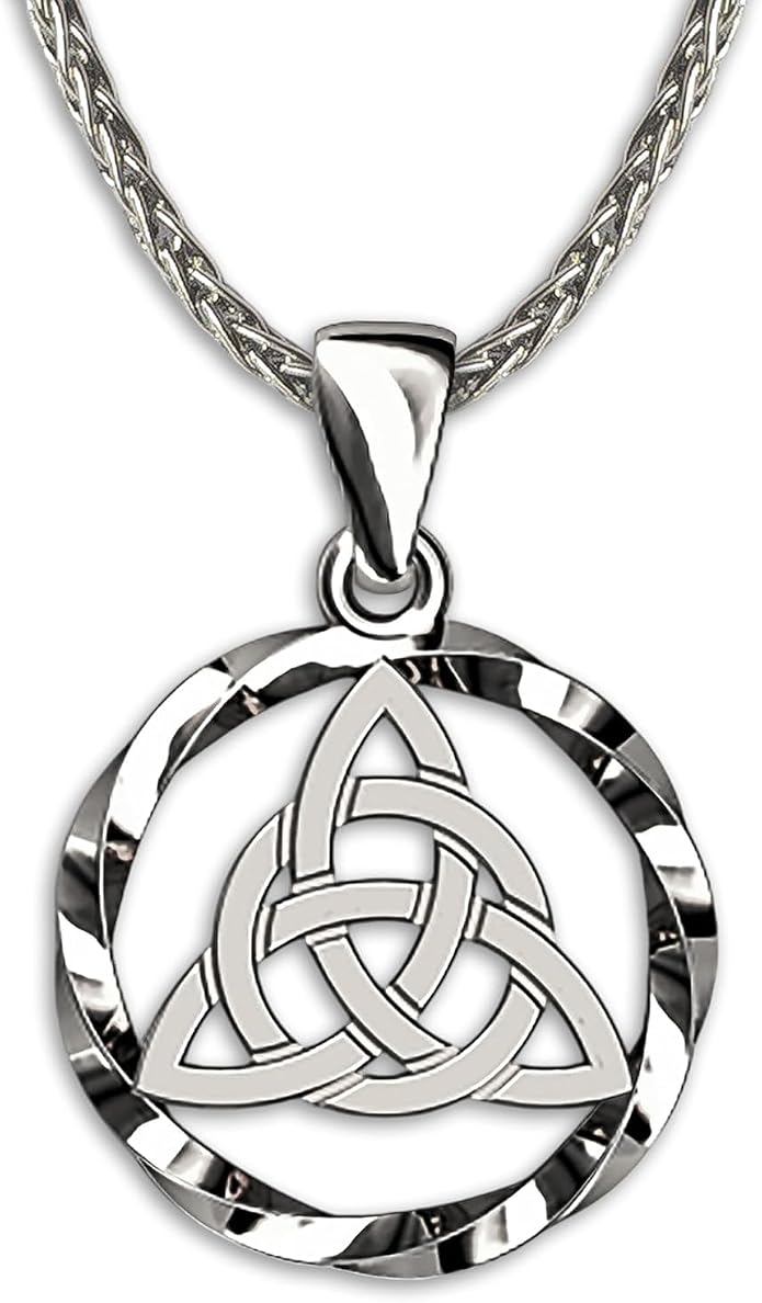 925 Sterling Silver Celtic Knot Necklace - Triquetra Necklace Trinity Knot Pendant - Protection Love Amulet - Irish Pagan Wiccan Jewelry for Women Men - Handmade