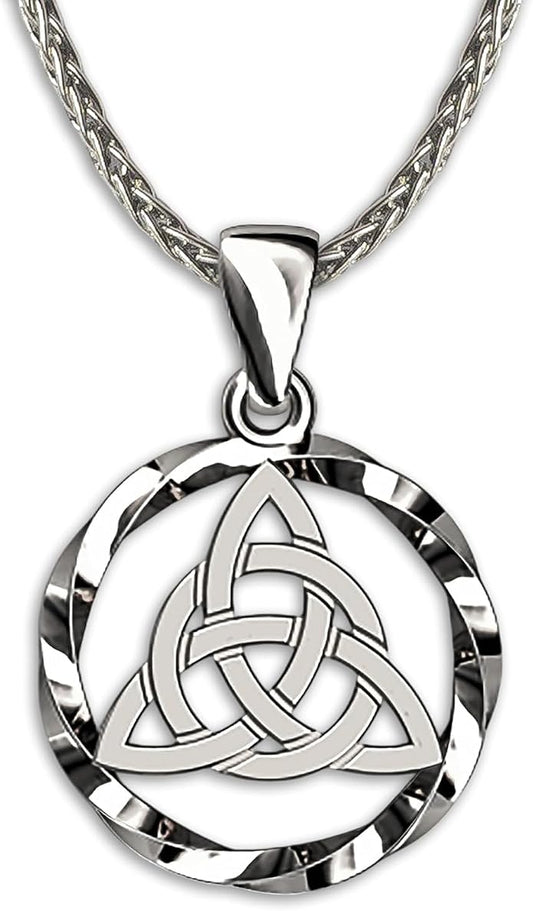 925 Sterling Silver Celtic Knot Necklace - Triquetra Necklace Trinity Knot Pendant - Protection Love Amulet - Irish Pagan Wiccan Jewelry for Women Men - Handmade
