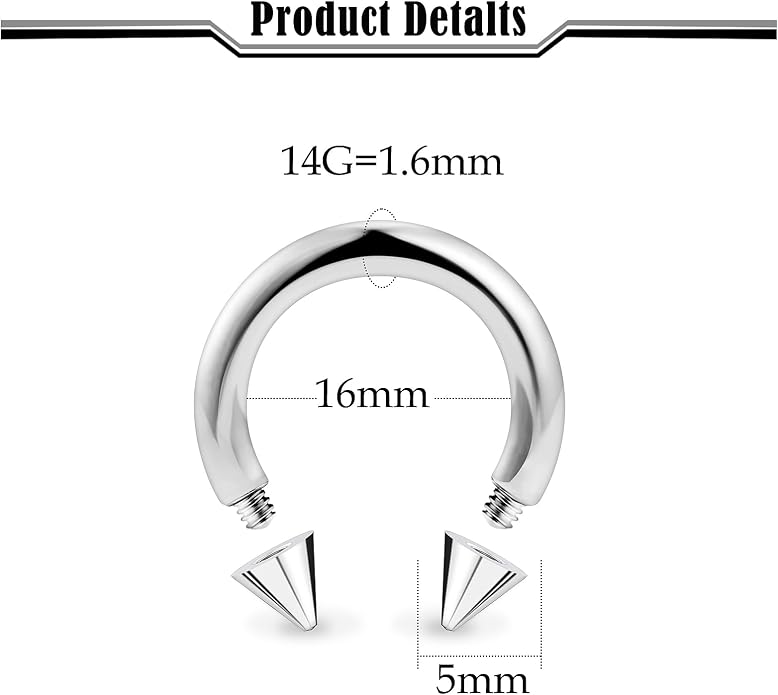 20G-2G ASTM F136 Titanium Septum Rings Nose Ring Hoops Circular Barbell Helix Snug Tragus Rook Daith Cartilage Earring Sneke Bites Lip Ring Hoop Smiley Piercing Jewelry for Women Men 6mm-19mm