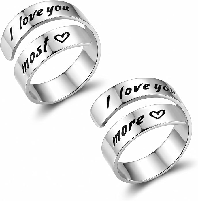 Inspirational Motivational Adjustable Ring Personalized Stainless Steel Spiral Wrap Twist Rings Encouragement Statement Graduation Jewelry Birthday Gifts for Women Teengirls.