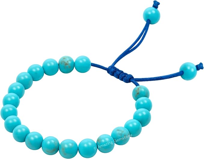 Amazing Gemstone Turquoise Bracelet for Women Men's Gifts - Protection Healing Crystal Bracelet - 8mm Gemstone Beaded Adjustable Bracelet