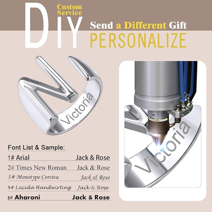 KeyStyle Bold Initial Letter Rings Adjustable, GoldChic Jewelry Women Gold Statement Ring Personalized Engraved Women’s Open Signet Ring for Party (Gold, White Gold, Black)