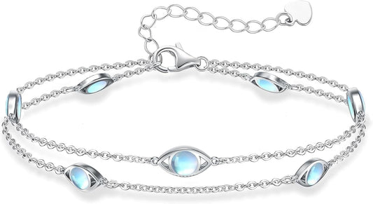 925 Sterling Silver Ankle Bracelet Evil Eye/Dolphin/Sea Turtle/Infinity/Wave Seashell/Hamsa Ankle Bracelet Adjustable Summer Beach Ocean Jewelry for Women