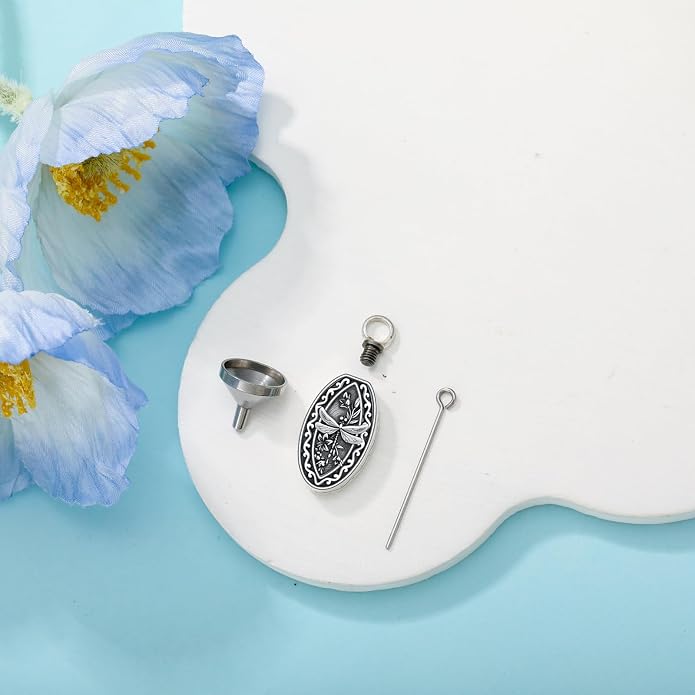925 Sterling Silver Memorial Jewelry Urn Necklaces for Ashes, Photo Locket Necklace that Holds Picture