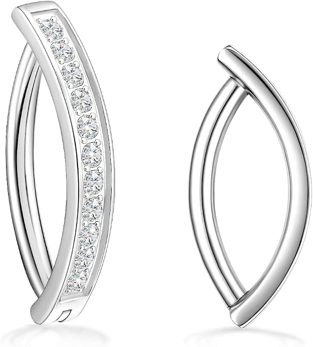 VOJO Moissanite Clicker Belly Button Ring, Titanium 2 Pcs 10&12mm Reverse Curved Hoop Navel Barbell Piercing Jewelry