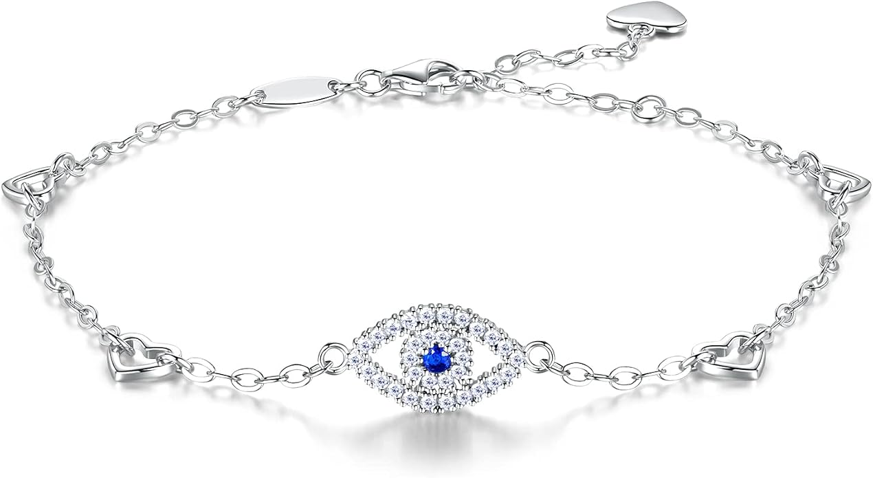 Evil Eyes Anklets for Women 925 Sterling Silver Ankle Bracelets for Women Adjustable Womens Ankle Bracelet
