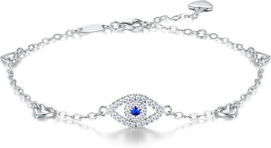 Evil Eyes Anklets for Women 925 Sterling Silver Ankle Bracelets for Women Adjustable Womens Ankle Bracelet