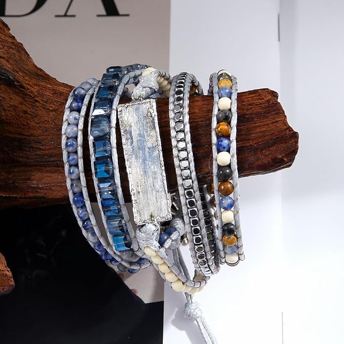 Women Wrap Bracelets Boho Natural Stone Jasper Turquoises Strand Bracelet Jewelry Collection
