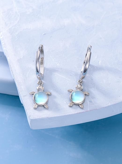 Dorunmo Moonstone Dangle Drop Earrings s925 Sterling Silver Leverback Earrings Filigree Moonstone Jewelry Birthday Gifts for Women