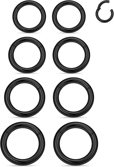 20G 18G 16G 14G 12G 10G 8G 6G Nose Rings Hoops 316l Surgical Steel Clicker Septum Lip Ring Tragus Helix Daith Rook Conch Snug Cartilage Lobe Earrings Hoop Piercing Jewelry For Women Men