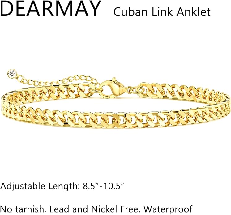 DEARMAY Gold Anklets for Women Waterproof, Non Tarnish14K Gold Plated Ankle Bracelets Set Stack, Summer Beach Jewelry Gifts for Vacation, Bikini Outfits for Women Mom Her