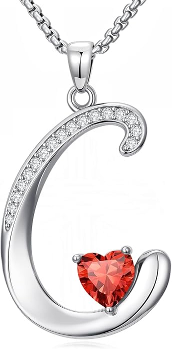 Birthday Gifts for Women Alphabet A to Z Initial Birthstone Pendant Necklaces for Women - 18k White Gold Plated Personalized Name Jewelry Anniversary Graduation Gifts for Wife Her Daughter Girlfriend(with Gift Box)