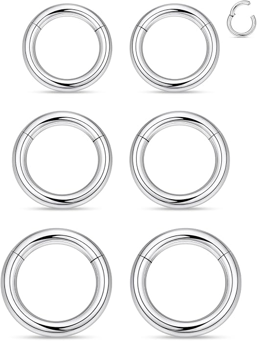 20G 18G 16G 14G 12G 10G 8G 6G 4G 2G Nose Rings Hoops 316l Surgical Steel Clicker Septum Lip Ring Tragus Helix Daith Rook Conch Snug Cartilage Lobe Earrings Hoop Piercing Jewelry For Women Men