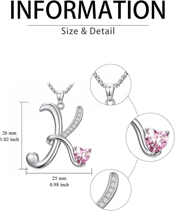 Birthday Gifts for Women Alphabet A to Z Initial Birthstone Pendant Necklaces for Women - 18k White Gold Plated Personalized Name Jewelry Anniversary Graduation Gifts for Wife Her Daughter Girlfriend(with Gift Box)