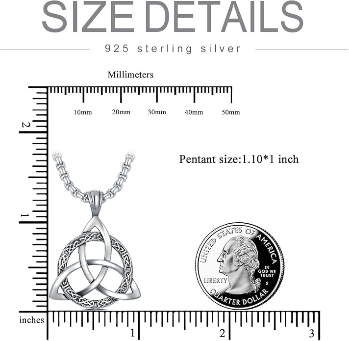 Celtic Necklace for men Sterling Silver Celtic Knot Triquetra Triangle Trinity Necklace Gift for Men