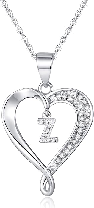 Infinity Heart Necklaces for Women, S925 Sterling Silver Initial Necklace Womens Jewelry Mothers Day Gifts Girls Valentines Gifts for Her Christmas Birthday Gifts for Women Mom Wife Girlfriend