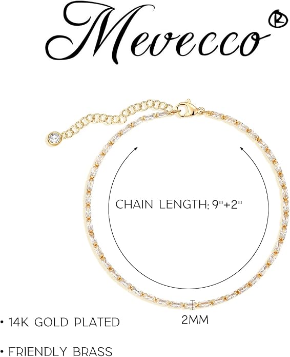 MEVECCO Anklet for Women Gold Chain 14K Gold Plated Dainty Boho Beach Summer Simple Foot Jewelry Ankle Bracelet