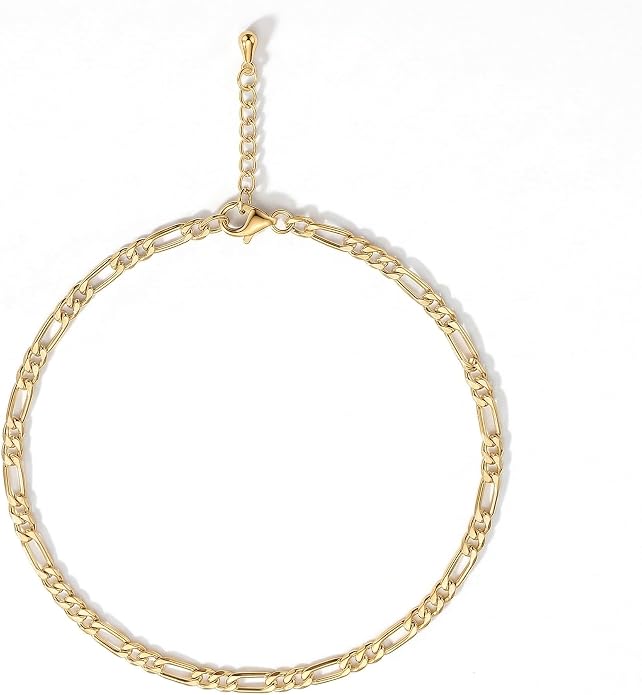 Pencros Dainty Layered Anklet,14K Gold Filled Cute Beads Satellite Chain Heart Boho Adjustable Anklets for Women