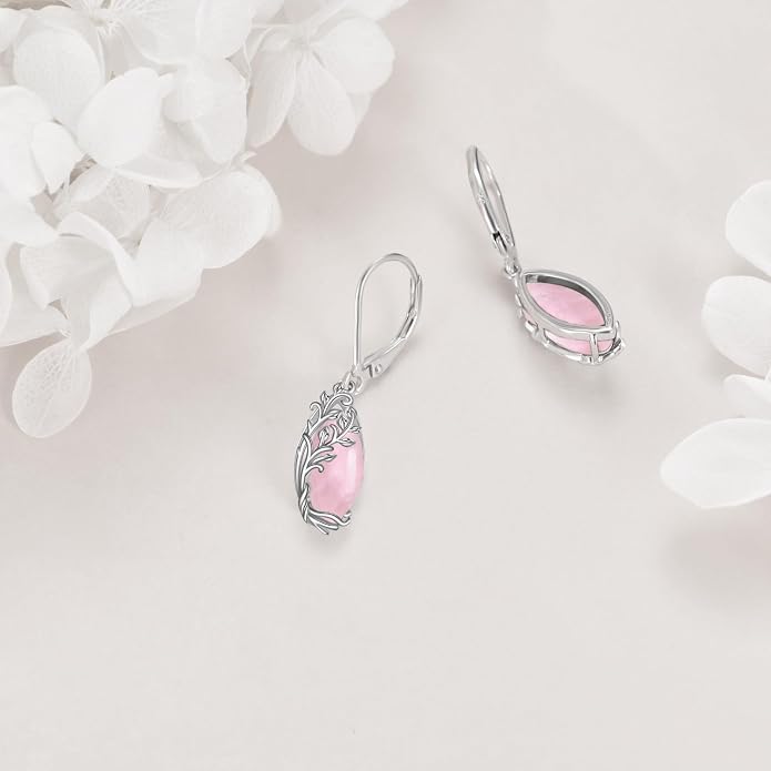 POPLYKE Tree of Life Teardrop Drop Dangle Earrings Sterling Silver Leverback Earrings Jewelry