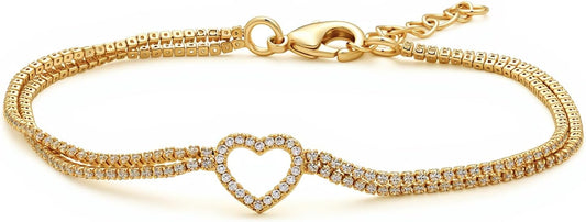 Charm Bracelet for Women Gold Trendy Non Tarnish Sideways 14K Gold Plated Simple Dainty Chain Jewelry Gift