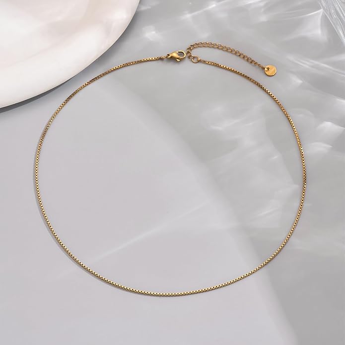Gold Chain Necklace for Women Dainty Simple Satellite Beaded Twisted Chain Choker Necklace Everyday Jewelry Christmas Gifts