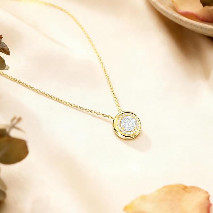 Birthstone / Tigers Eye / Opal / Moomstone Necklace for Women, Sterling Silver Tiger Eye Stone Necklace with 16K Gold Plated and 5A CZ, Dainty Statement Healing Natural Gemstone Jewelry Christmas Gift for Women on Birthday Anniversary Christmas for Wif...