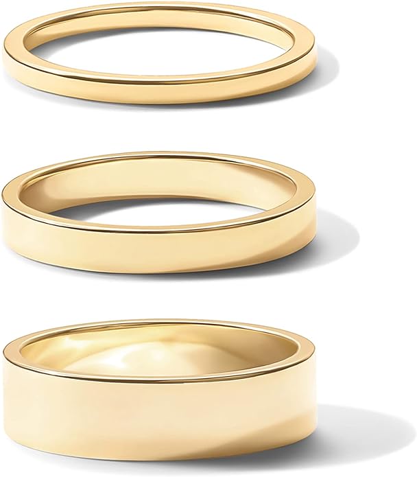 PAVOI 18K Gold Plated 3 Rings Set | Gold Stacking Rings for Women | Stacking Ring Set