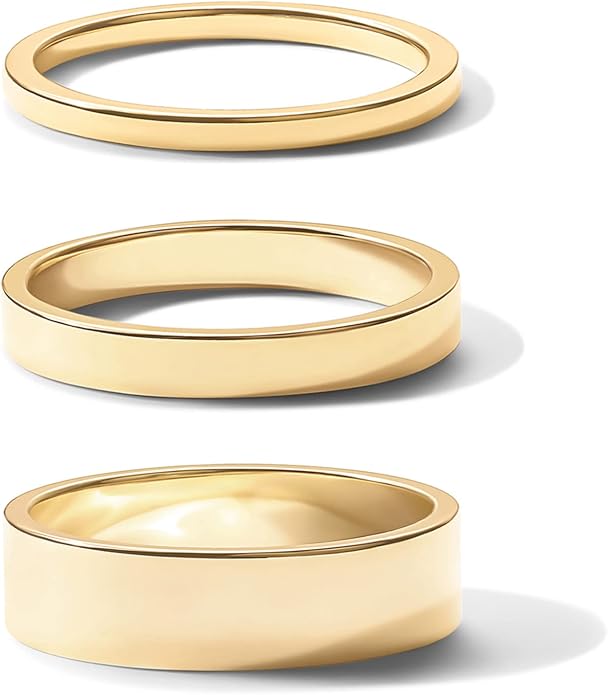PAVOI 18K Gold Plated 3 Rings Set | Gold Stacking Rings for Women | Stacking Ring Set