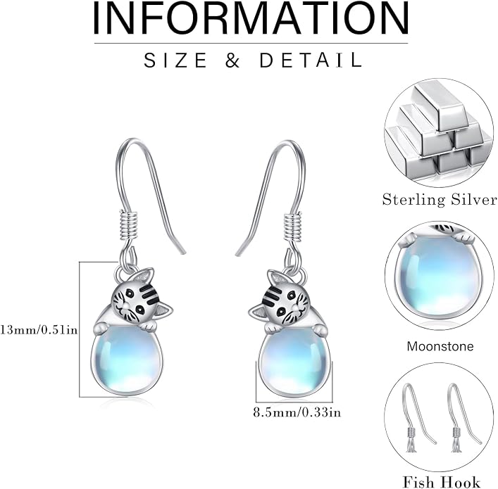 Dreamboat Cute Animal Dangle Drop Earrings for Women 925 Sterling Silver Hypoallergenic Animals Hook Earring Birthday Party Jewelry Gifts for Sensitive Ears