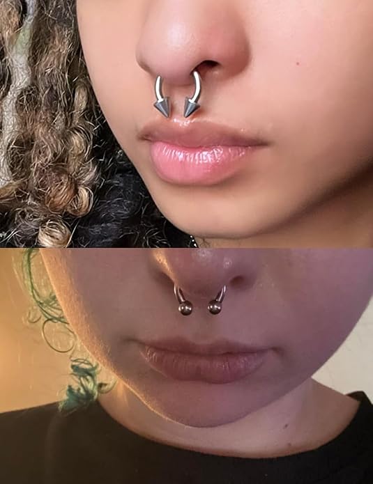 00G 0G 2G 4G 6G 8G 10G 12G 14G 16G Septum Rings Silver Black Surgical Steel Heavy Gauges Earrings Stretching kit Eyebrow Lip Septm Nose Rings Helix Tragus Daith Rook Earrings Hoops 10mm-19mm