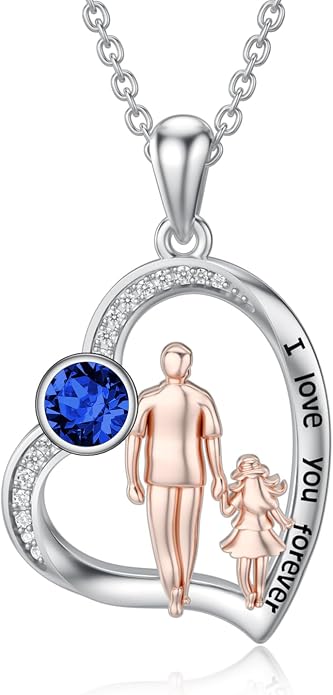 PROESS S925 Sterling Silver Daughter Heart Pendant Necklace from Dad Mom I Love You Forever Jewelry