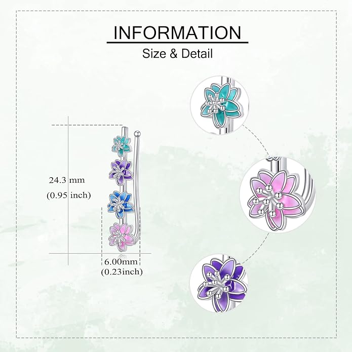 Ear Climbers Earrings for Women Sterling Silver Vintage Ear Crawler Earrings Jewelry Gifts for Women
