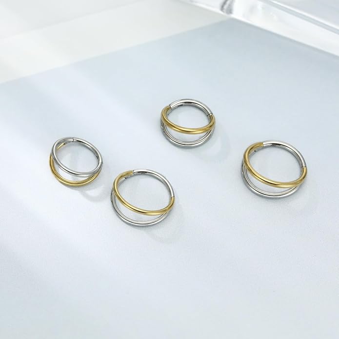 316L Surgical Steel Septum Clicker Ring Nose Ring Hoop Sleeper Hoop Earring Helix Rook Conch Cartilage Daith Tragus Earrings Lobe Nose Piercing Jewelry for Women