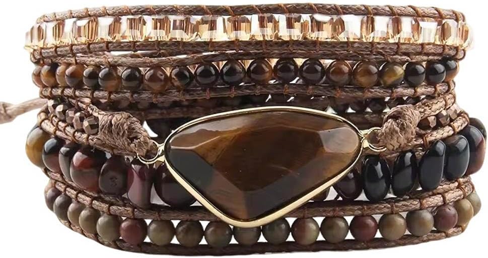 Boho Wrap Bracelet for Women, Handmade Natural Imperial Jasper Multi-Layer Stone Beaded Bracelet, Bohemian Healing Crystal Stone Jewelry Gifts